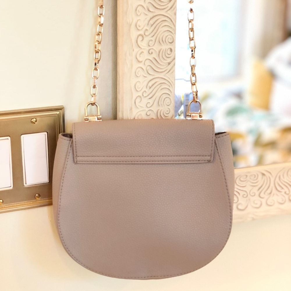 Express Light Gray & Gold Structured Crossbody Purse - Picture 7 of 9